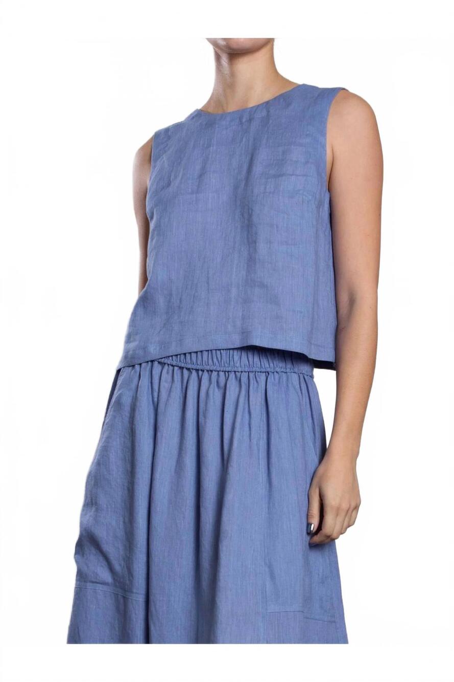 NEW PHARAOH tess french linen tank top in bay